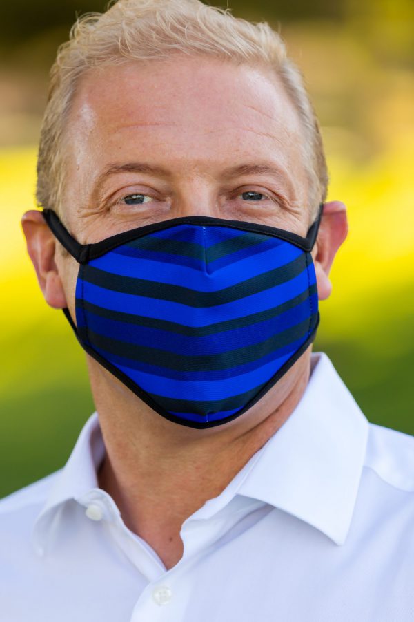 Men's Blue Striped Face Covering Center